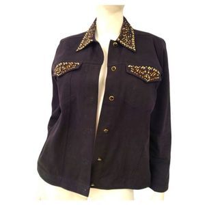 Laura Ashley Black Studded Jean Jacket Small